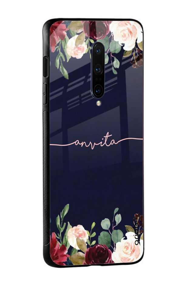 Navy Blue With Floral Custom Glass Case Online Sale