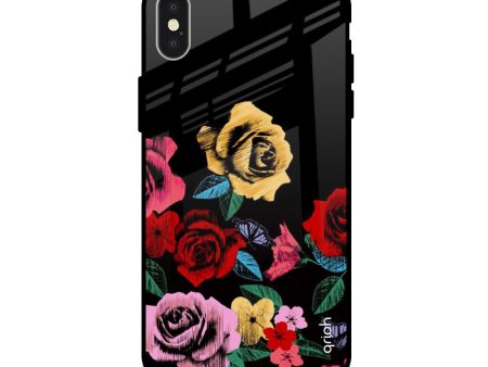 Floral Decorative Glass Case For iPhone X Hot on Sale