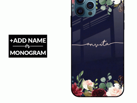 Navy Blue With Floral Custom Glass Case Online Sale