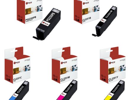 5 Pack Canon PGI-250XL CLI-251XL High Yield Compatible Ink Cartridge | Laser Tek Services Online